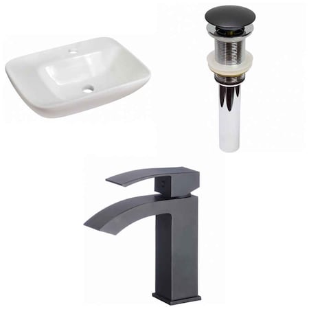 American Imaginations 23.5-in. W Above Counter White Vessel Set For 1 Hole Center Faucet AI-30288
